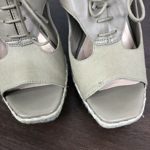 Cole Haan Air Heath Wedge Lace Up Slingback Leather Textile Open Toe Sandal 6B - Picture 2 of 9